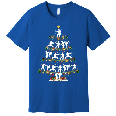 Taekwondo Lover Xmas Lighting Santa Taekwondo Christmas Tree Meaningful Gift Premium T-Shirt