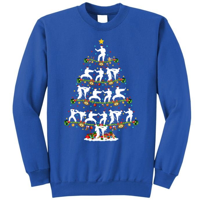 Taekwondo Lover Xmas Lighting Santa Taekwondo Christmas Tree Meaningful Gift Tall Sweatshirt