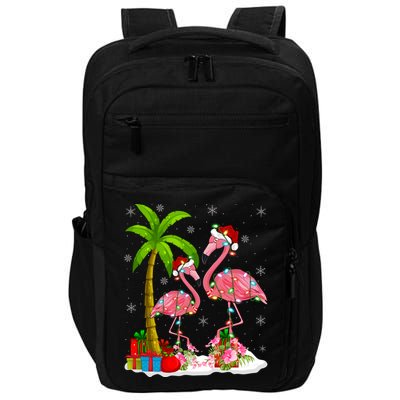 Tropical Lighting Xmas Palm Tree Pink Flamingo Christmas Gift Impact Tech Backpack