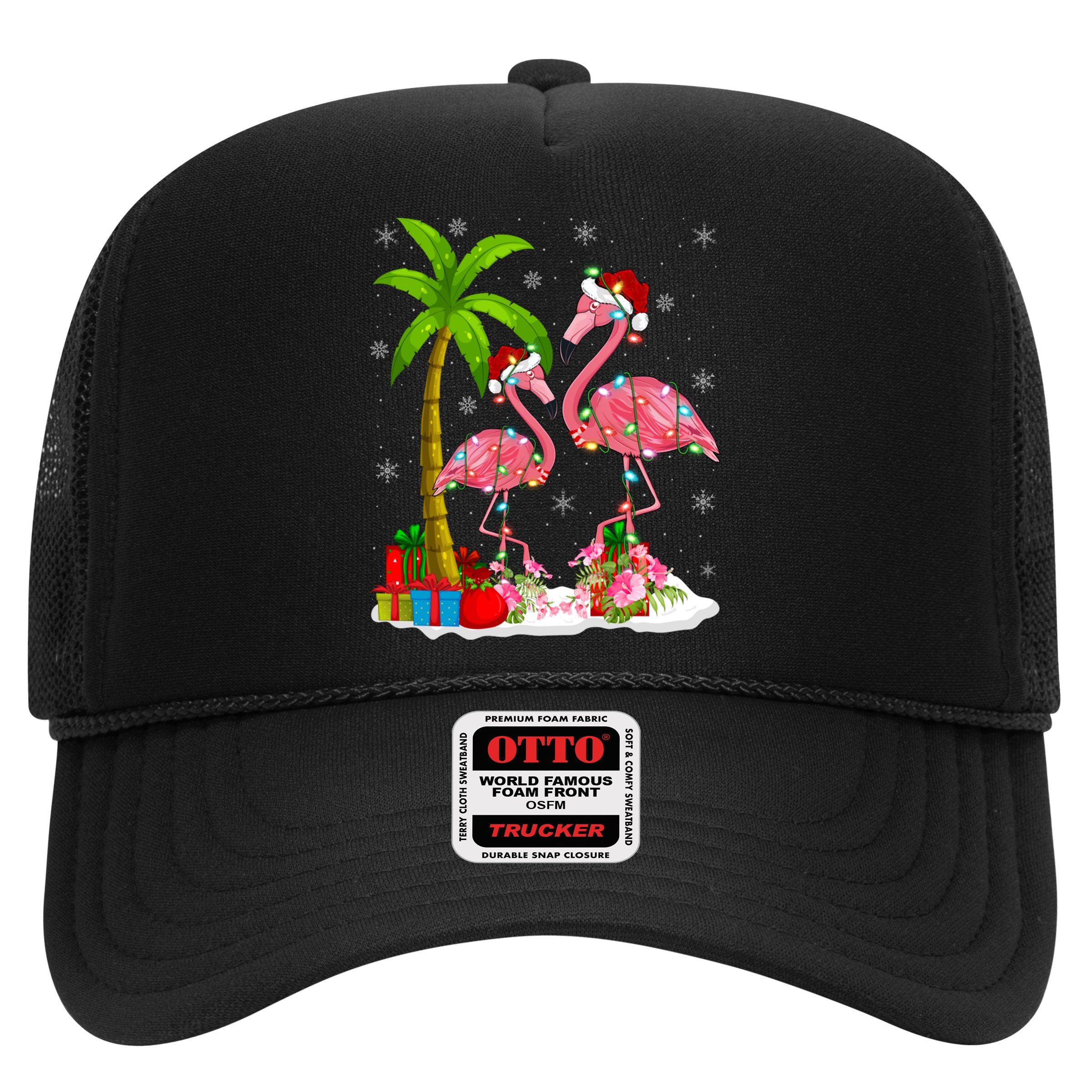 Tropical Lighting Xmas Palm Tree Pink Flamingo Christmas Gift Hat