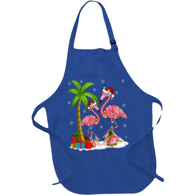 Tropical Lighting Xmas Palm Tree Pink Flamingo Christmas Gift Apron