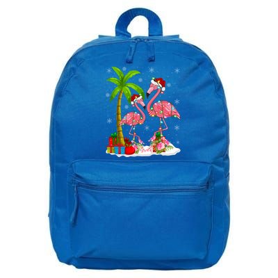 Tropical Lighting Xmas Palm Tree Pink Flamingo Christmas Gift 16 in Basic Backpack