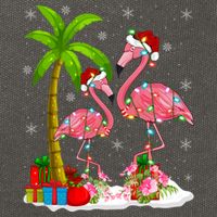 Tropical Lighting Xmas Palm Tree Pink Flamingo Christmas Gift Cotton Canvas Backpack