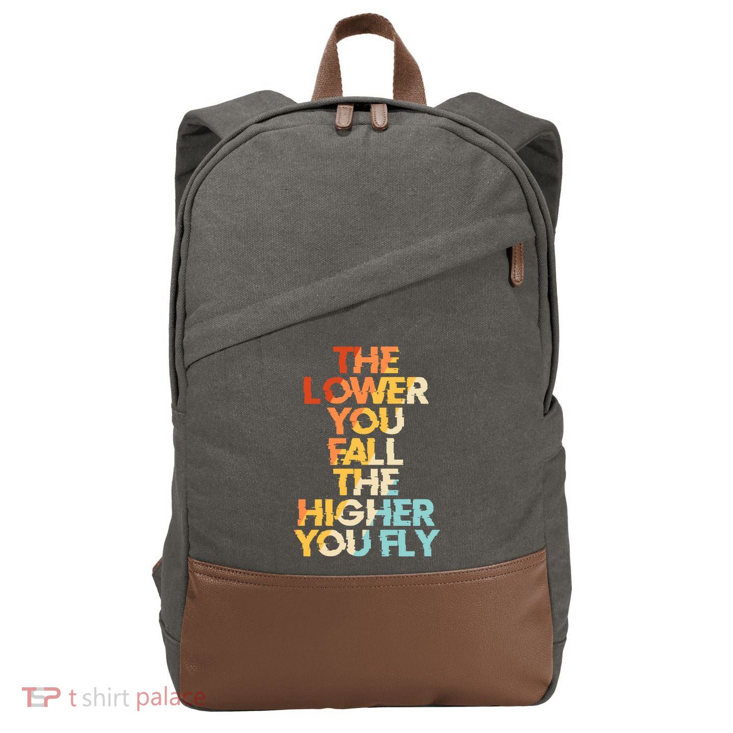 The Lower You Fall The Higher You Fly Cotton Canvas Backpack