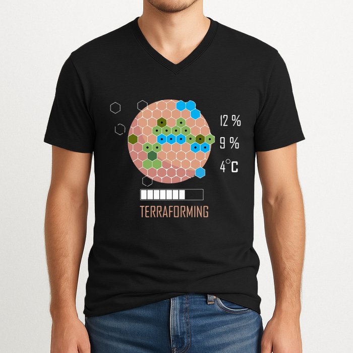 Terraforming Mars 16 Bit Mars Terraformed Board Game Tabletop Gaming V-Neck T-Shirt