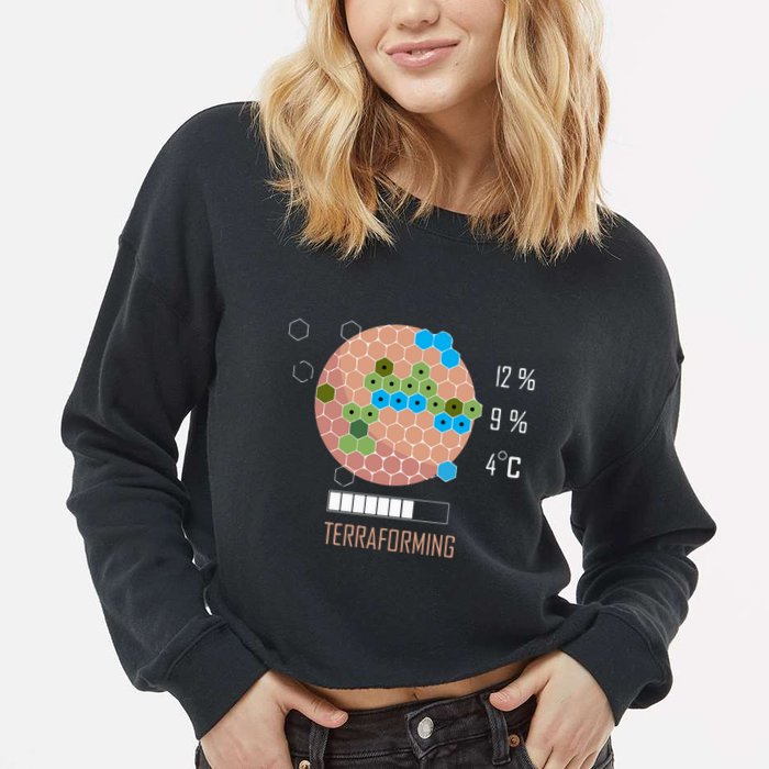 Terraforming Mars 16 Bit Mars Terraformed Board Game Tabletop Gaming Cropped Pullover Crew