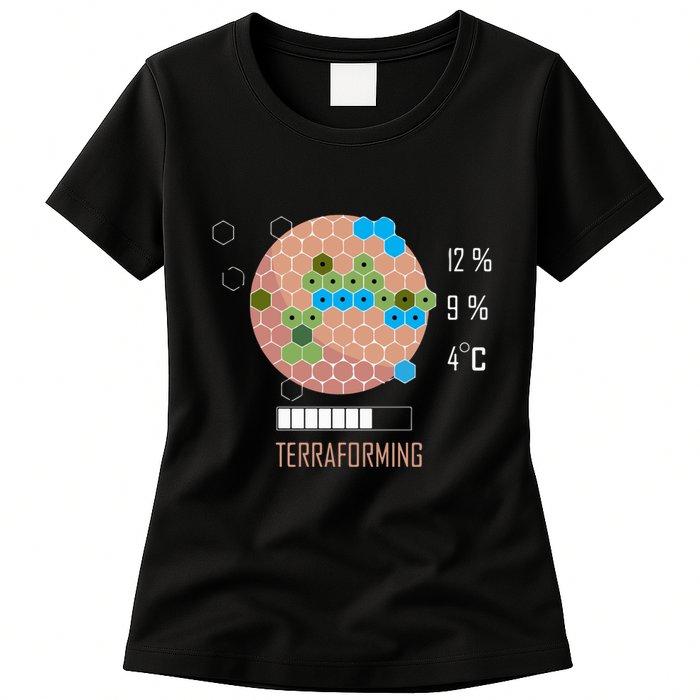 Terraforming Mars 16 Bit Mars Terraformed Board Game Tabletop Gaming Womens T-Shirt