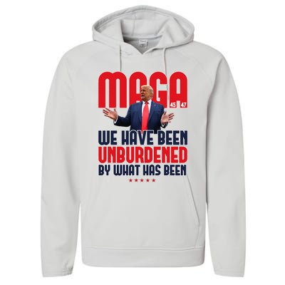 Trump Maga 2024 47th President Unburdened Performance Fleece Hoodie