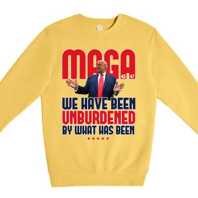 Trump Maga 2024 47th President Unburdened Premium Crewneck Sweatshirt