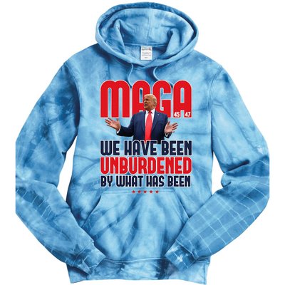 Trump Maga 2024 47th President Unburdened Tie Dye Hoodie