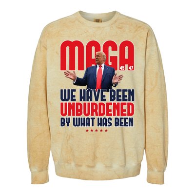 Trump Maga 2024 47th President Unburdened Colorblast Crewneck Sweatshirt