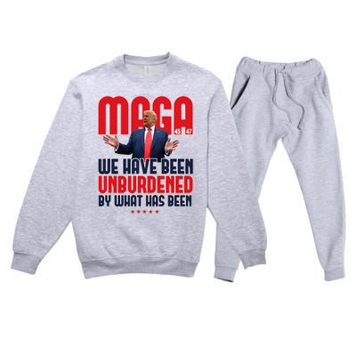 Trump Maga 2024 47th President Unburdened Premium Crewneck Sweatsuit Set