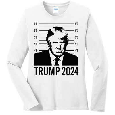 Trump Mugshot 2024 President Ladies Long Sleeve Shirt