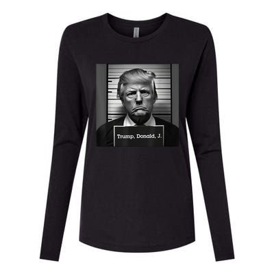 Trump Mugshot 2024 President Womens Cotton Relaxed Long Sleeve T-Shirt