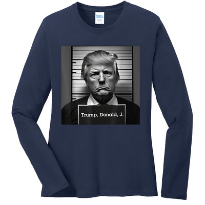 Trump Mugshot 2024 President Ladies Long Sleeve Shirt