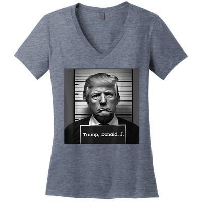 Trump Mugshot 2024 President Women's V-Neck T-Shirt