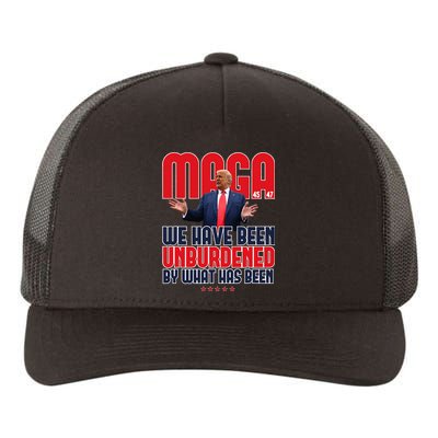 Trump Maga 2024 47th President Unburdened Meme Design Yupoong Adult 5-Panel Trucker Hat