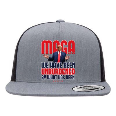 Trump Maga 2024 47th President Unburdened Meme Design Flat Bill Trucker Hat