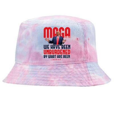 Trump Maga 2024 47th President Unburdened Meme Design Tie-Dyed Bucket Hat