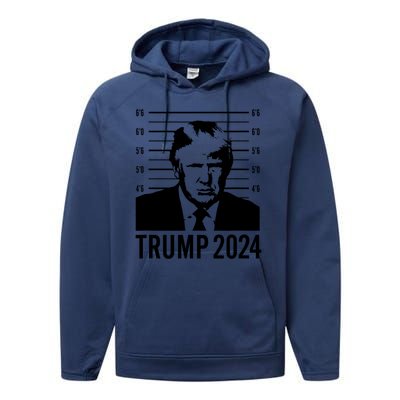 Trump Mugshot 2024 President Performance Fleece Hoodie