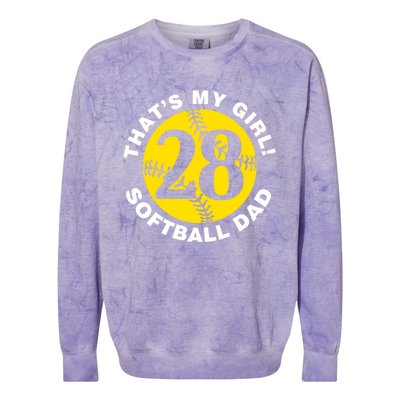 ThatS My #28 Softball Dad FatherS Day Fast Pitch Fan Gift Colorblast Crewneck Sweatshirt