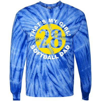 ThatS My #28 Softball Dad FatherS Day Fast Pitch Fan Gift Tie-Dye Long Sleeve Shirt