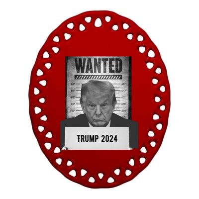 Trump Mugshot 2024 President Ceramic Oval Ornament