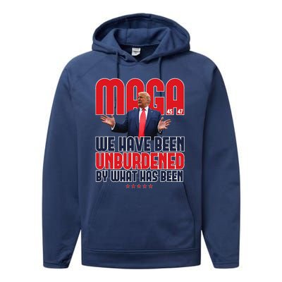 Trump Maga 2024 47th President Unburdened Meme Design Performance Fleece Hoodie