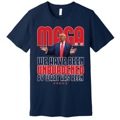 Trump Maga 2024 47th President Unburdened Meme Design Premium T-Shirt