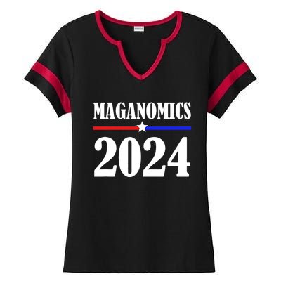 Trump Maganomics 2024 Funny Biden Trump Ladies Halftime Notch Neck Tee