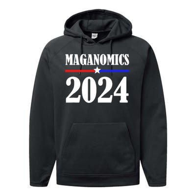 Trump Maganomics 2024 Funny Biden Trump Performance Fleece Hoodie