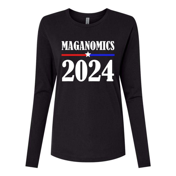 Trump Maganomics 2024 Funny Biden Trump Womens Cotton Relaxed Long Sleeve T-Shirt