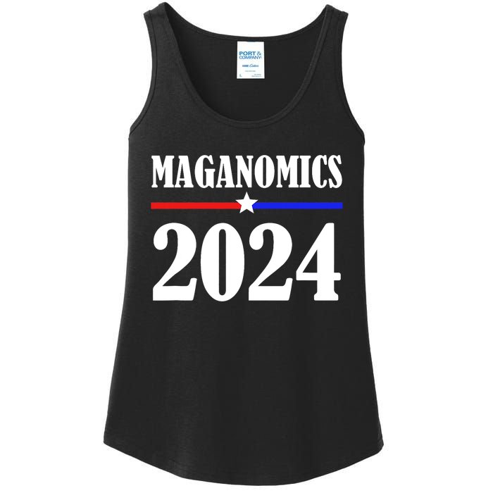 Trump Maganomics 2024 Funny Biden Trump Ladies Essential Tank