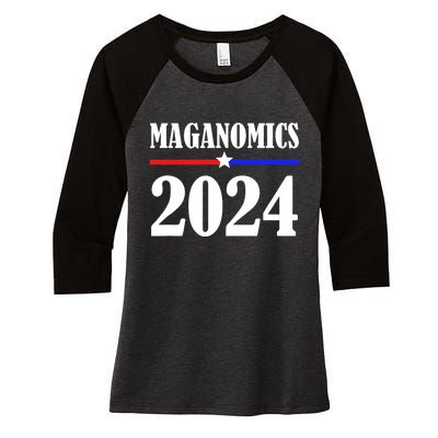 Trump Maganomics 2024 Funny Biden Trump Women's Tri-Blend 3/4-Sleeve Raglan Shirt