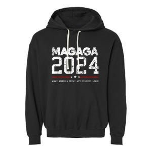 Trump Magaga 2024 Make America Great Glorious Again Design Garment-Dyed Fleece Hoodie