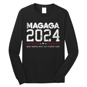 Trump Magaga 2024 Make America Great Glorious Again Design Long Sleeve Shirt