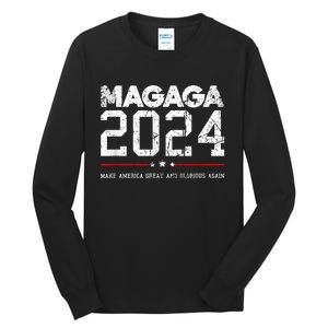 Trump Magaga 2024 Make America Great Glorious Again Design Tall Long Sleeve T-Shirt