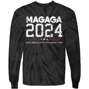 Trump Magaga 2024 Make America Great Glorious Again Design Tie-Dye Long Sleeve Shirt