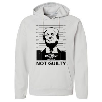 Trump Mugshot 2024 President Trump Not Guilty Performance Fleece Hoodie