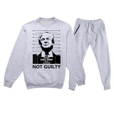 Trump Mugshot 2024 President Trump Not Guilty Premium Crewneck Sweatsuit Set