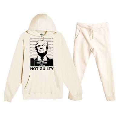 Trump Mugshot 2024 President Trump Not Guilty Premium Hooded Sweatsuit Set