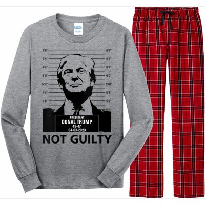 Trump Mugshot 2024 President Trump Not Guilty Long Sleeve Pajama Set