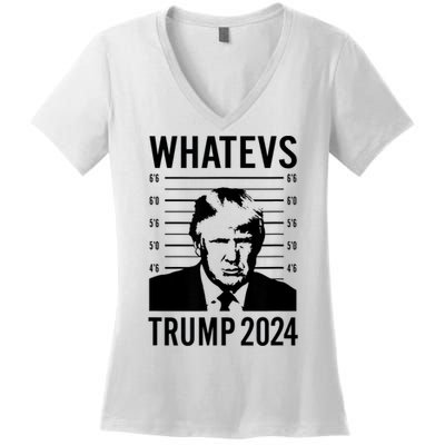 Trump Mugshot 2024 President Legend Trump never surrender Women's V-Neck T-Shirt