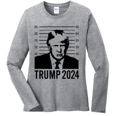 Trump Mugshot 2024 President Ladies Long Sleeve Shirt