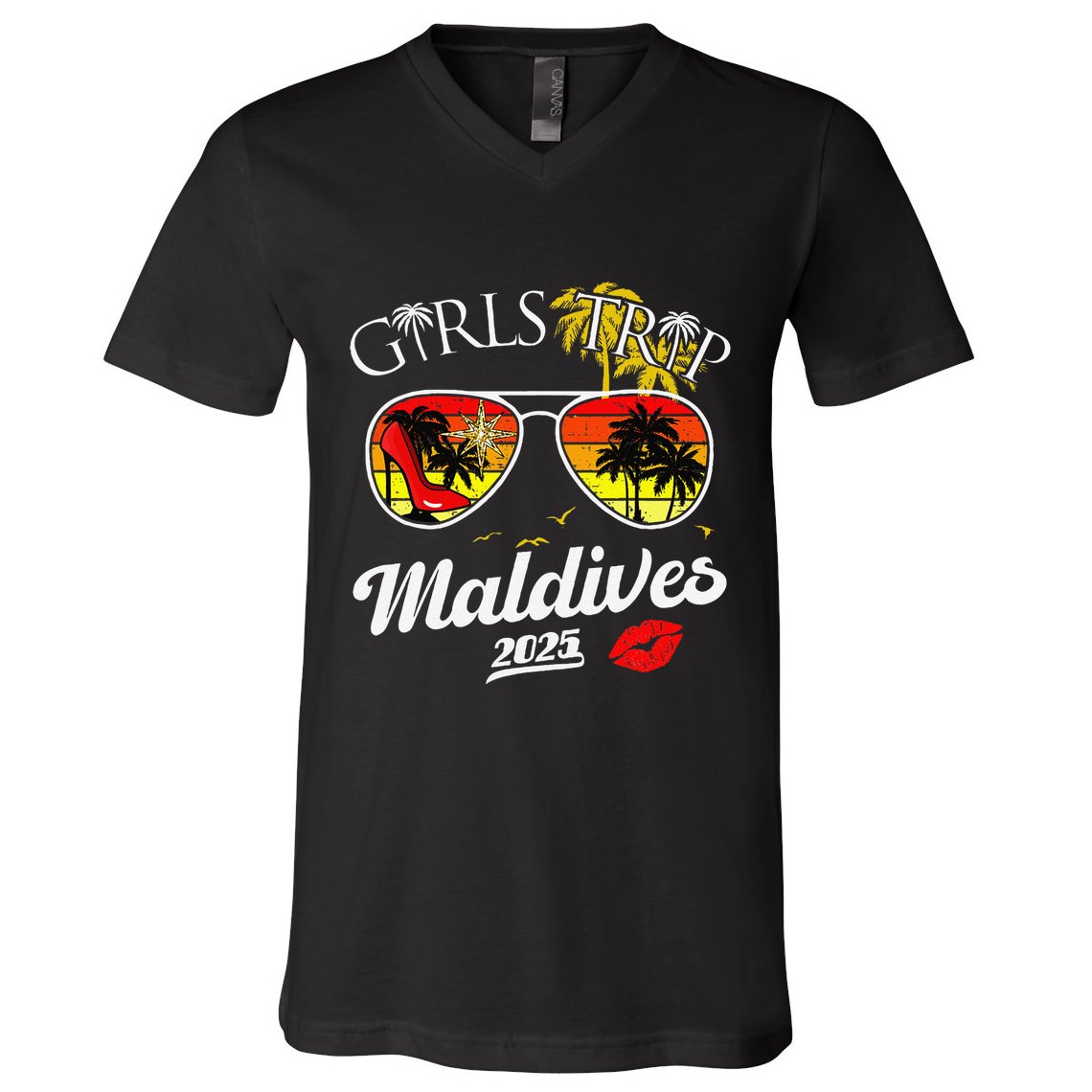 Trip Maldives 2025 Women Weekend Birthday Squad V-Neck T-Shirt