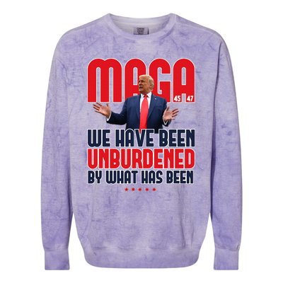 Trump Maga 2024 47th President Unburdened Meme Design Colorblast Crewneck Sweatshirt