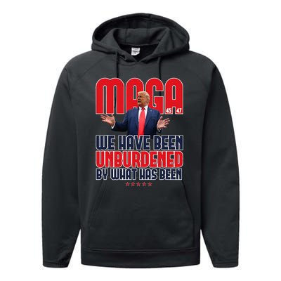 Trump Maga 2024 47th President Unburdened Meme Design Performance Fleece Hoodie