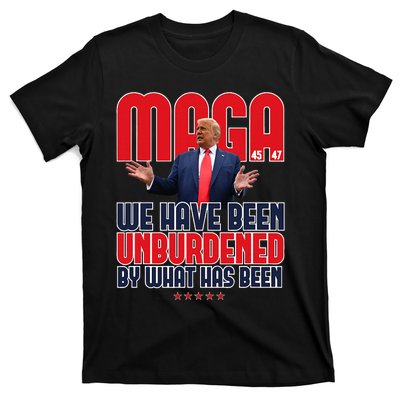 Trump Maga 2024 47th President Unburdened Meme Design T-Shirt