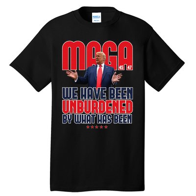 Trump Maga 2024 47th President Unburdened Meme Design Tall T-Shirt