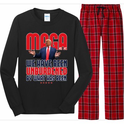 Trump Maga 2024 47th President Unburdened Meme Design Long Sleeve Pajama Set